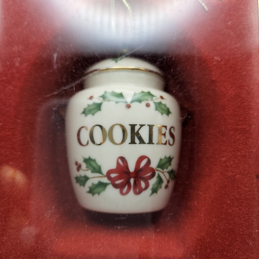 Lenox Porcelain Hanging Jar Ornament, White/Gold Holly Christmas #6119077 - Picture 3 of 13